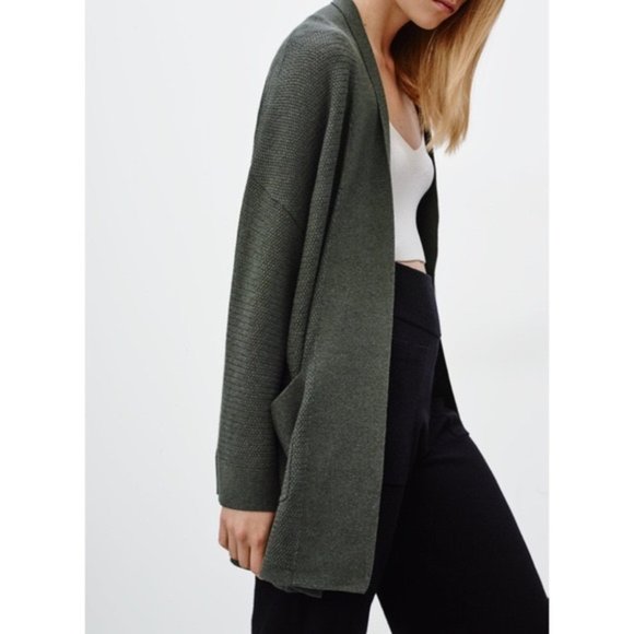 Aritzia Sweaters - Aritzia Wilfred Grey Knit Copernic Silk Cashmere Open Cardigan size XXS